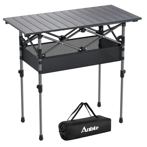 Anbte Roll-Top Aluminum Camping Table 32x16in Dual-Height