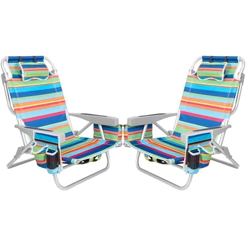 Romswi Extra Wide 5-Position Folding Backpack Beach Chair