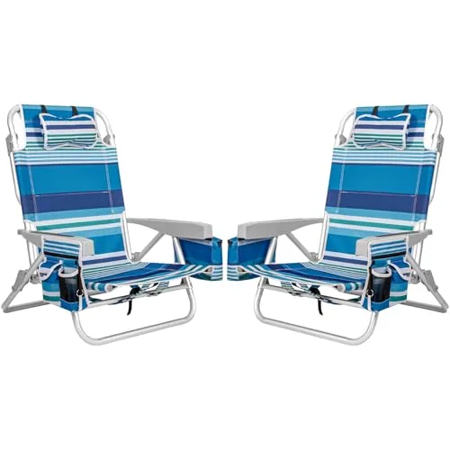 Romswi Extra Wide 5-Position Reclining Backpack Beach Chair