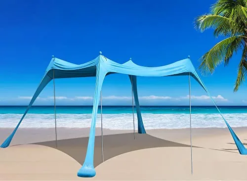BOTINDO Pop-Up Beach Canopy 10x10ft 4-Pole Sun Shelter