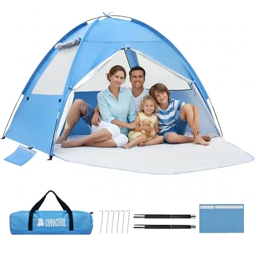 Covacure Beach Tent UPF50+ 95x79in 3-4 Person Shelter