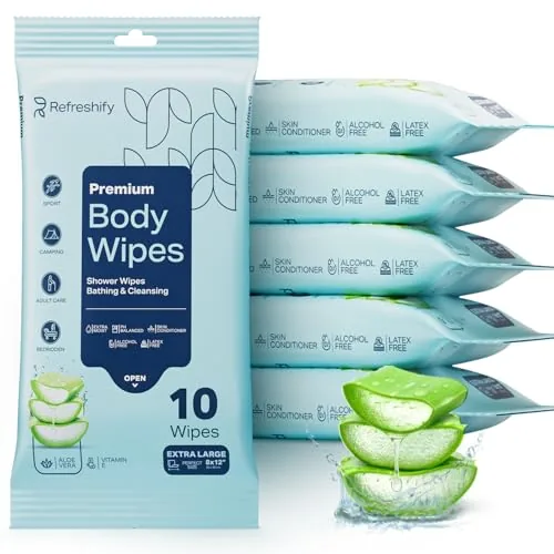 Refreshify XL No-Rinse Body Wipes with Aloe & Vitamin E