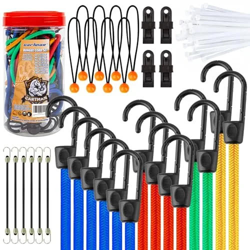 Cartman 32-Piece Bungee Cord Assortment with Storage Jar