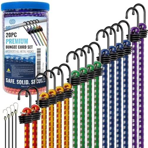 GOEASY0312 20-Piece Bungee Cord Set with Storage Jar