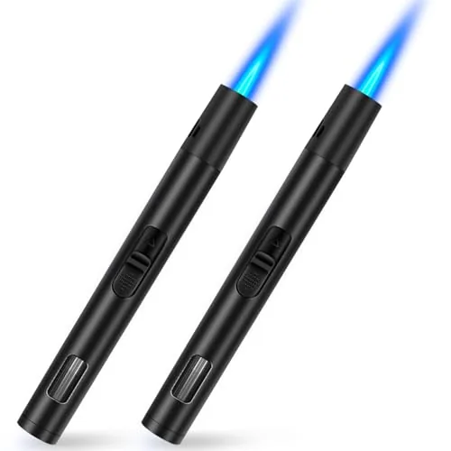 LcFun 2-Pack Refillable Torch Lighter with Fuel Window