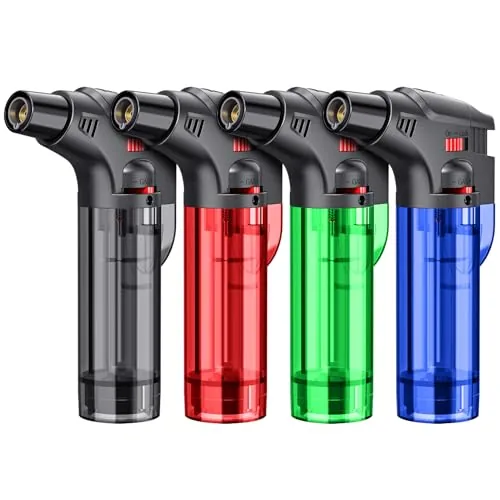 TOPKAY 4-Pack Refillable Butane Jet Torch Lighters