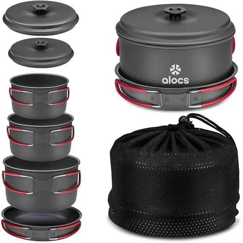 Alocs 4-Piece Hard-Anodized Aluminum Camp Cook Set