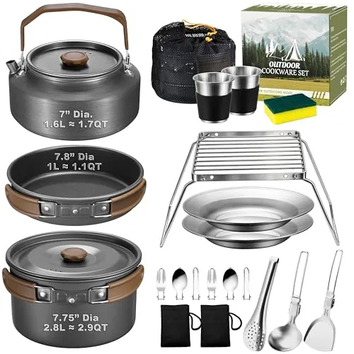 Joyfair 18pc Camping Cookware Mess Kit 7.8in Nonstick