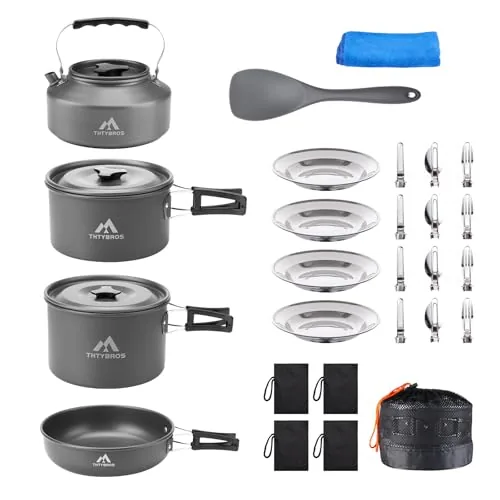 THTYBROS 27pc Camping Cookware Mess Kit for 2-4 People