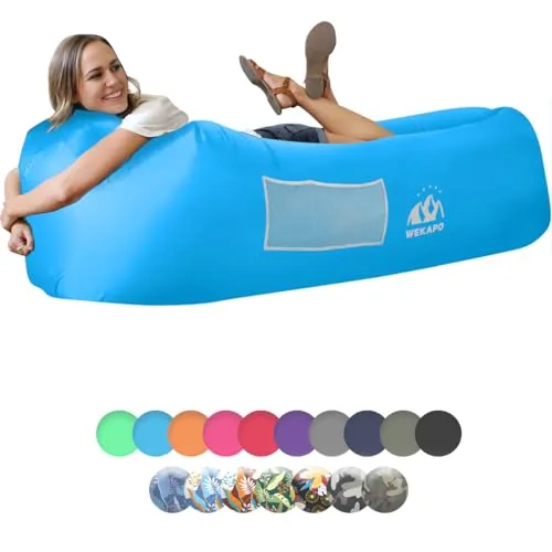 WEKAPO Inflatable Air Lounger with Pillow Headrest