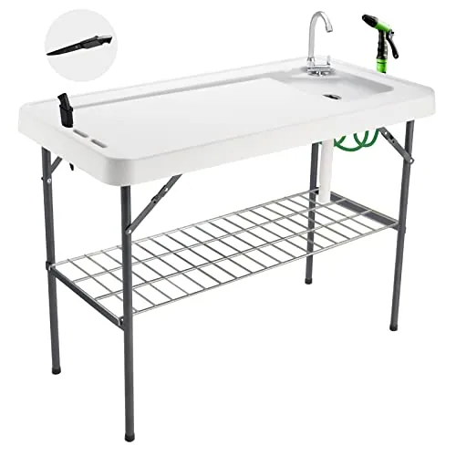 Avocahom Folding Fish Cleaning Table with Sink and Sprayer