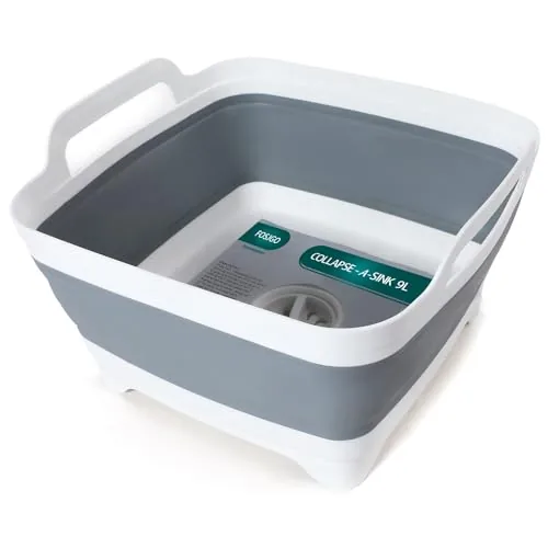 FOSJGO Collapsible Dish Basin 9L with Drain Plug