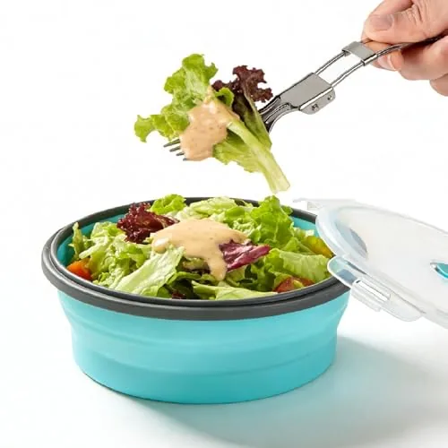 ColorCoral 1200ml Collapsible Silicone Bowl with Airtight Lid