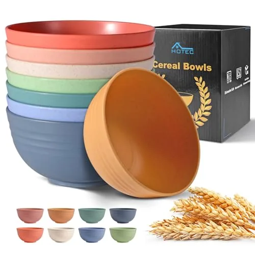 HOTEC Wheat Straw Cereal Bowls Set of 8 26oz