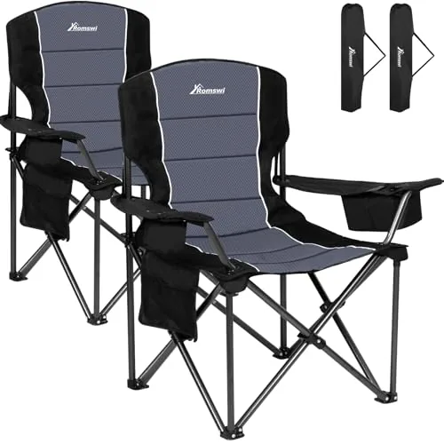Romswi Oversized Camping Chairs 500LB Capacity 2-Pack