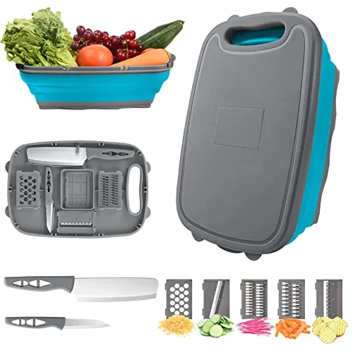 HI NINGER Collapsible Cutting Board with Colander 9-in-1