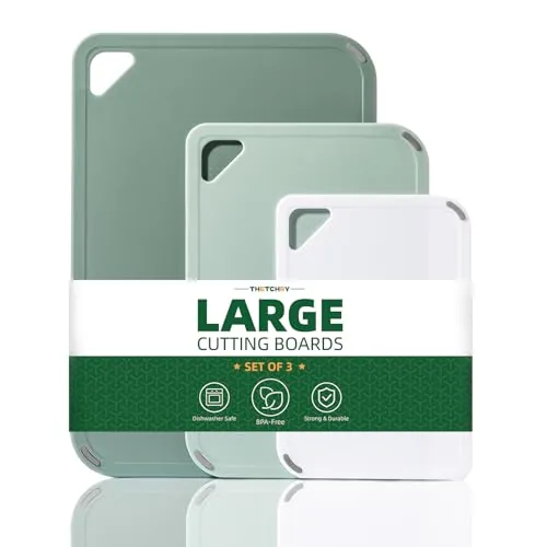 THETCHRY 3-Piece BPA-Free Non-Slip Plastic Cutting Board Set