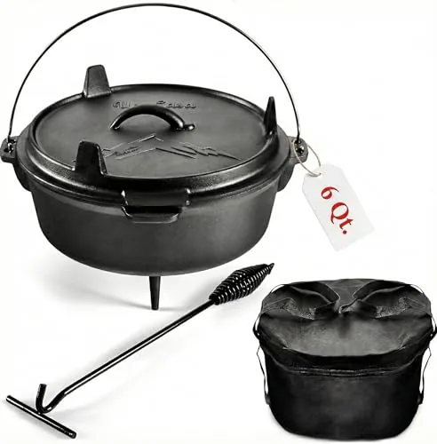 Uno Casa 6Qt Cast Iron Dutch Oven with Lid Lifter