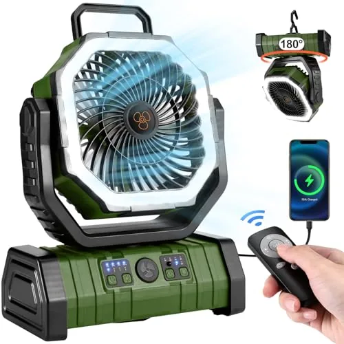 Odoland 30000mAh Camping Fan with LED Lantern