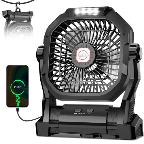 ROSHOPI 20000mAh Camping Fan with Light and Power Bank