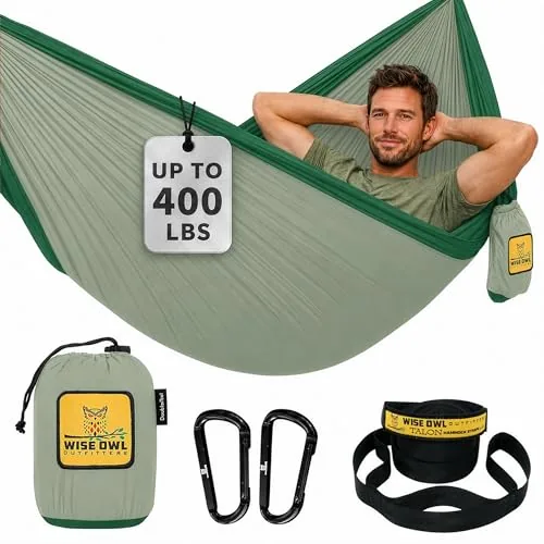 Wise Owl Outfitters Camping Hammock Single 400lb Parachute Nylon