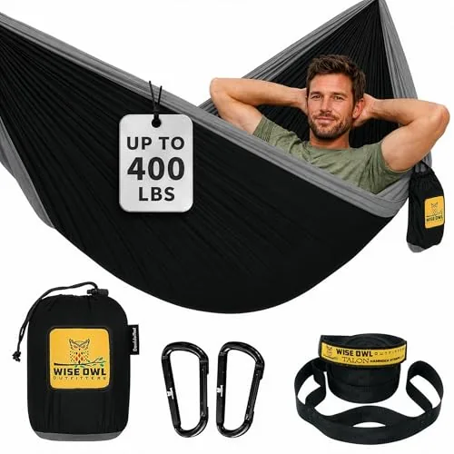 Wise Owl Outfitters Single Camping Hammock Parachute Nylon