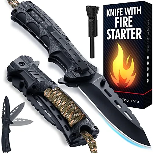 Grand Way 3.74in Folding Knife with Fire Starter and Whistle