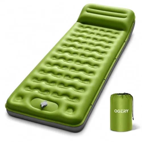 OGERY Inflating Sleeping Pad 6-Inch Thick with Built-In Pillow