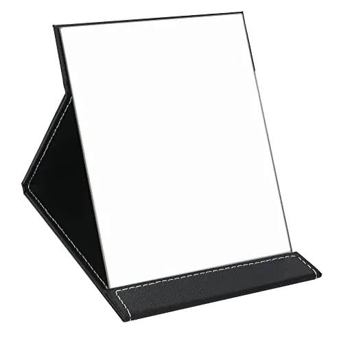 EFAILY Folding Travel Mirror 8.7x6.1in Faux Leather