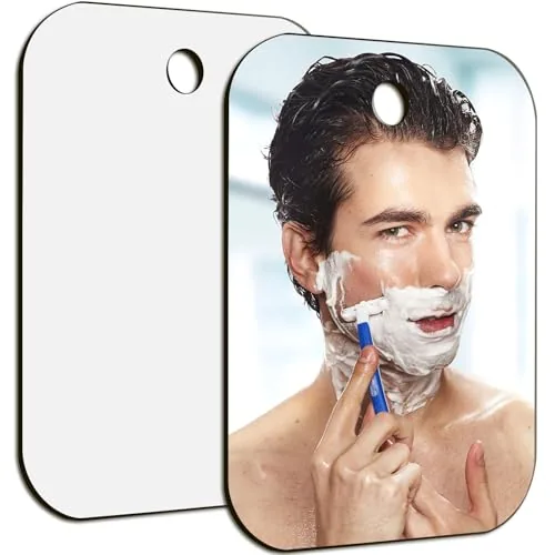 JUNEBRUSHS 6x8in Acrylic Fogless Shaving Mirror 2-Pack