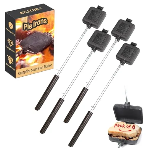 AILITOR Cast Iron Pie Iron Set of 4 Campfire