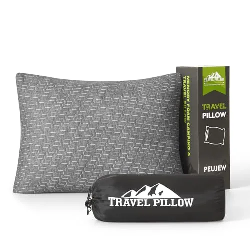 PEUJEW Shredded Memory Foam Camping Travel Pillow 12x16in