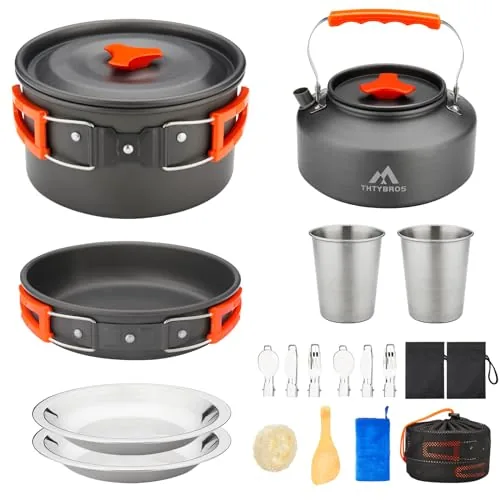 THTYBROS 17pc Camping Cookware Kit with Cutlery