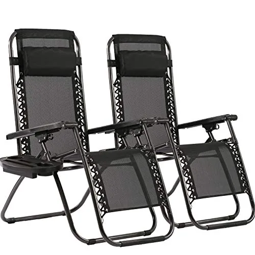 FDW Zero Gravity Lounge Chairs Set of 2 with Cup Holders