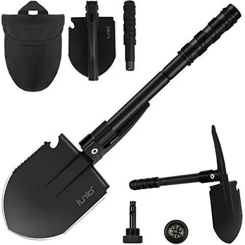 iunio Folding Survival Shovel with Pickaxe Multi-Tool