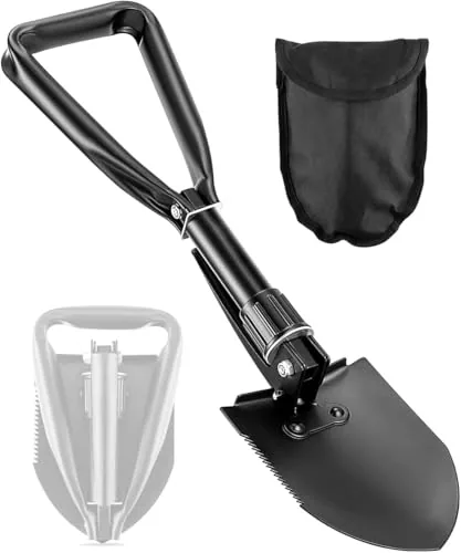 PLACHIDAY 18.5in Folding Camp Shovel High-Carbon Steel