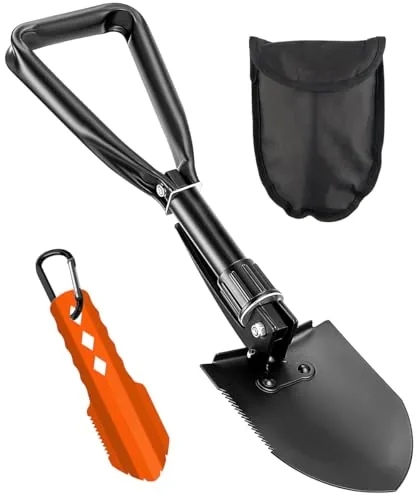 PLACHIDAY 2-Shovel Camp Set Folding Steel + Ultralight Al