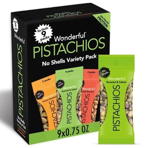 Wonderful Pistachios No-Shell 3-Flavor Variety Pack 9ct