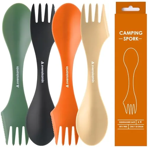 Svenskamin 3-in-1 Reusable Camping Spork Set 4-Pack