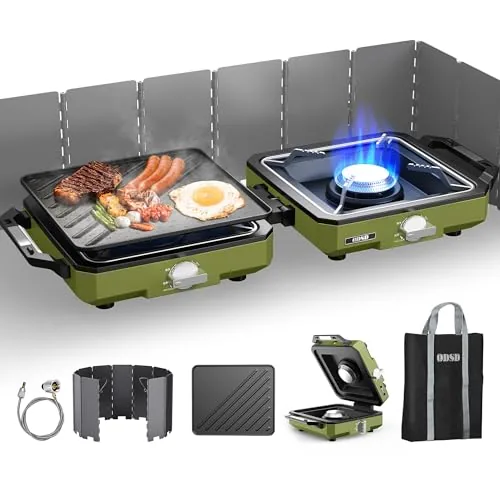 ODSD 2-Burner Propane Camp Stove with Windshield Bundle