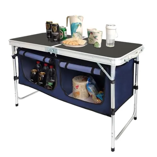 CampLand Folding Camp Table Height-Adjustable 47-Inch