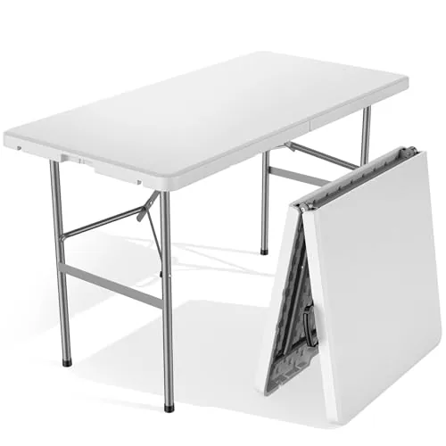 Sweetcrispy 4FT Folding Table 300lb Portable HDPE