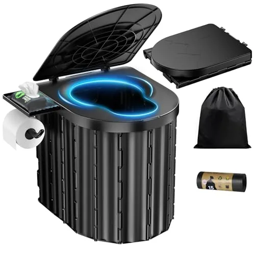 Eioehtl 15-inch Portable Camping Toilet with Paper Holder