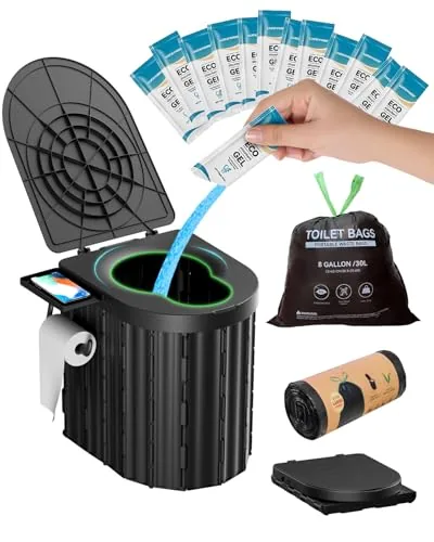 LuckyNov Portable Camping Toilet with Urine Gel Packs