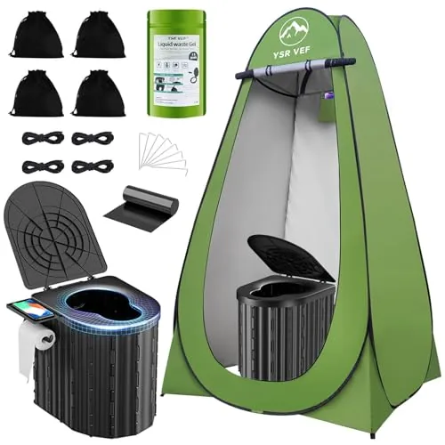 YSR VEF All-In-One Portable Camping Toilet with Privacy Tent