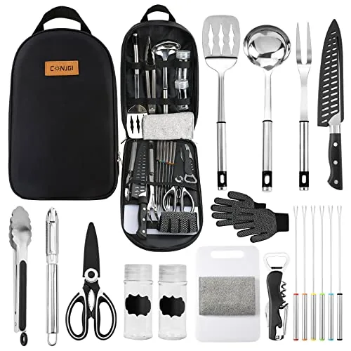 CONJGI Portable Camping Utensils Set with Storage Bag