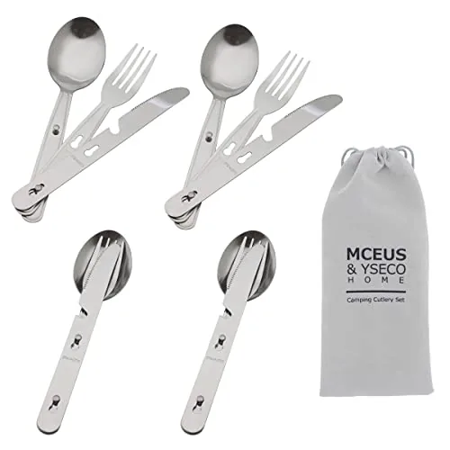 MCEUS 4-in-1 Camping Cutlery Set for 4 People
