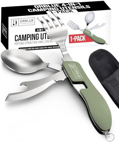 Orblue 4-in-1 Stainless Steel Camping Utensil Multitool