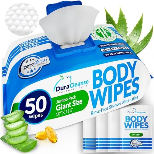 Dura Cleanse XL Body Wipes 50ct No-Rinse Adult Bath