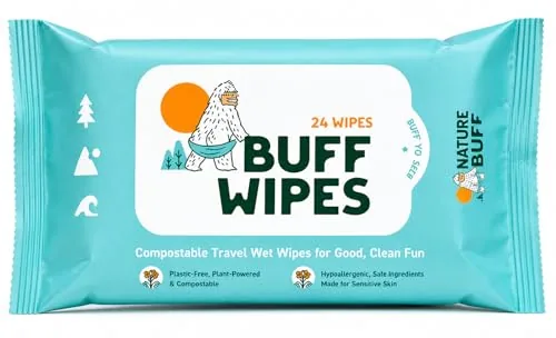 Nature Buff Camping Wet Wipes 8x8in Biodegradable 24ct
